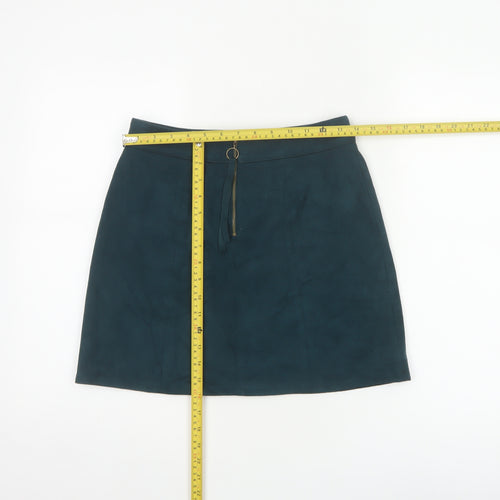 edc by Esprit Women Blue UK 6 A-Line Short Stretch Zip Skirt