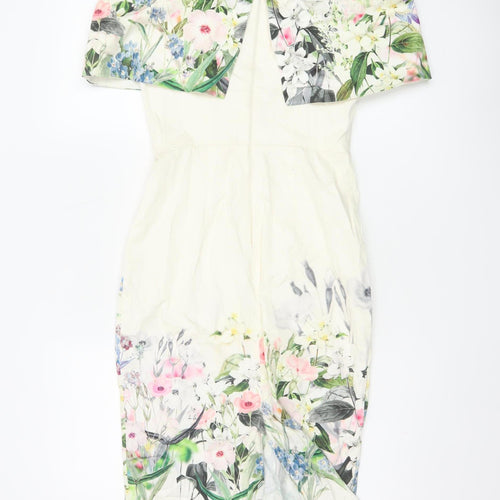 ASOS Women Ivory Floral Off Shoulder Bodycon Dress UK 8 Wedding