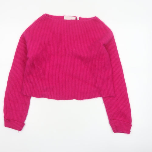Gharani Strok Women Pink UK 14 Angora Rib Knit Pullover Jumper
