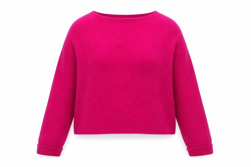 Front view of Gharani Strok Women Pink UK 14 Angora Rib Knit jumper