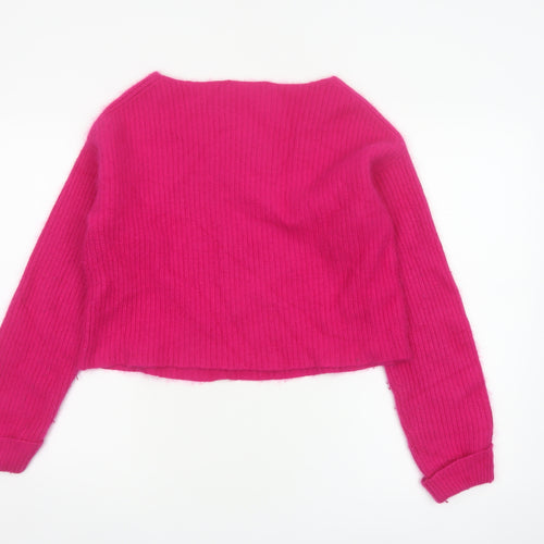 Gharani Strok Women Pink UK 14 Angora Rib Knit Pullover Jumper