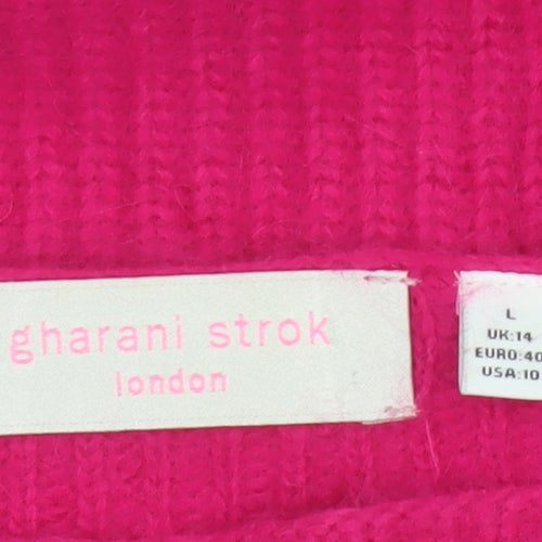 Gharani Strok Women Pink UK 14 Angora Rib Knit Pullover Jumper