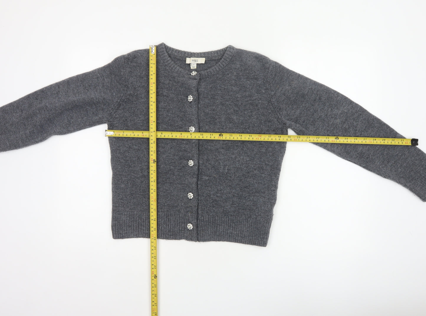 Marks and Spencer Women’s Grey S Jewel Button Knit Cardigan