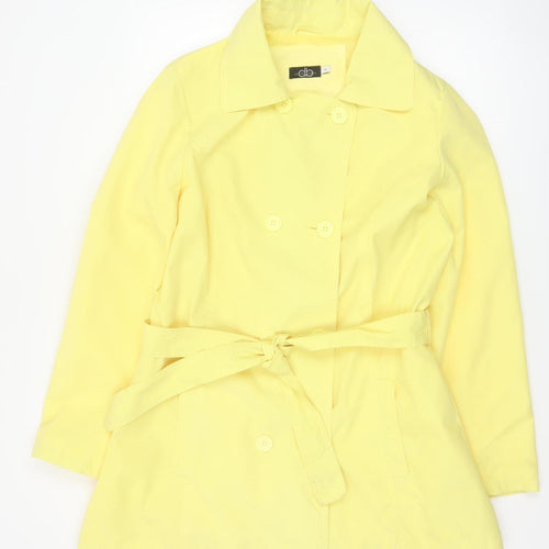 David Barry Women Yellow UK 16 Belted Double-Breasted Trench Coat