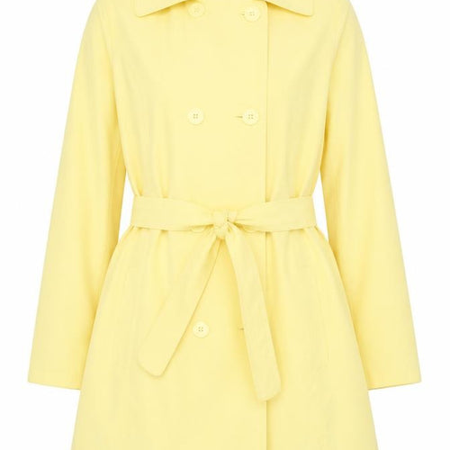 David Barry Women Yellow UK 16 Belted Double-Breasted Trench Coat