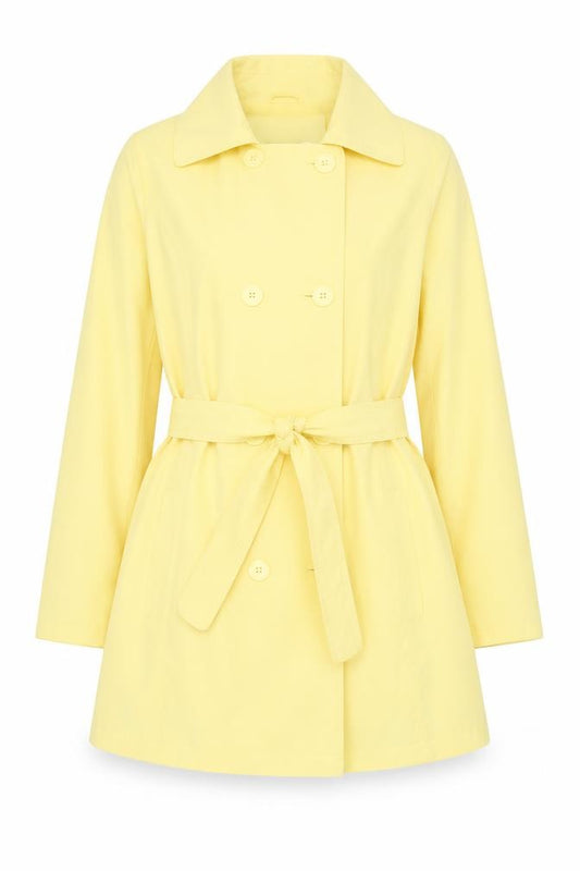 David Barry Women Yellow UK 16 Belted Double-Breasted Trench Coat