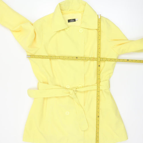 David Barry Women Yellow UK 16 Belted Double-Breasted Trench Coat