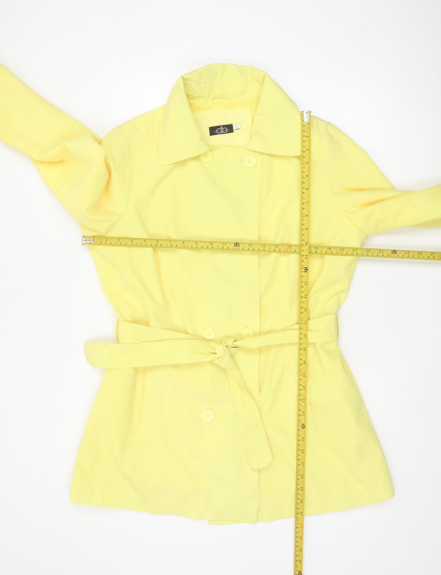 David Barry Women Yellow UK 16 Belted Double-Breasted Trench Coat