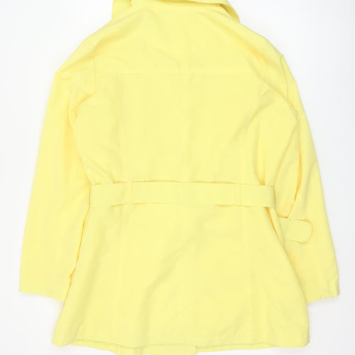 David Barry Women Yellow UK 16 Belted Double-Breasted Trench Coat