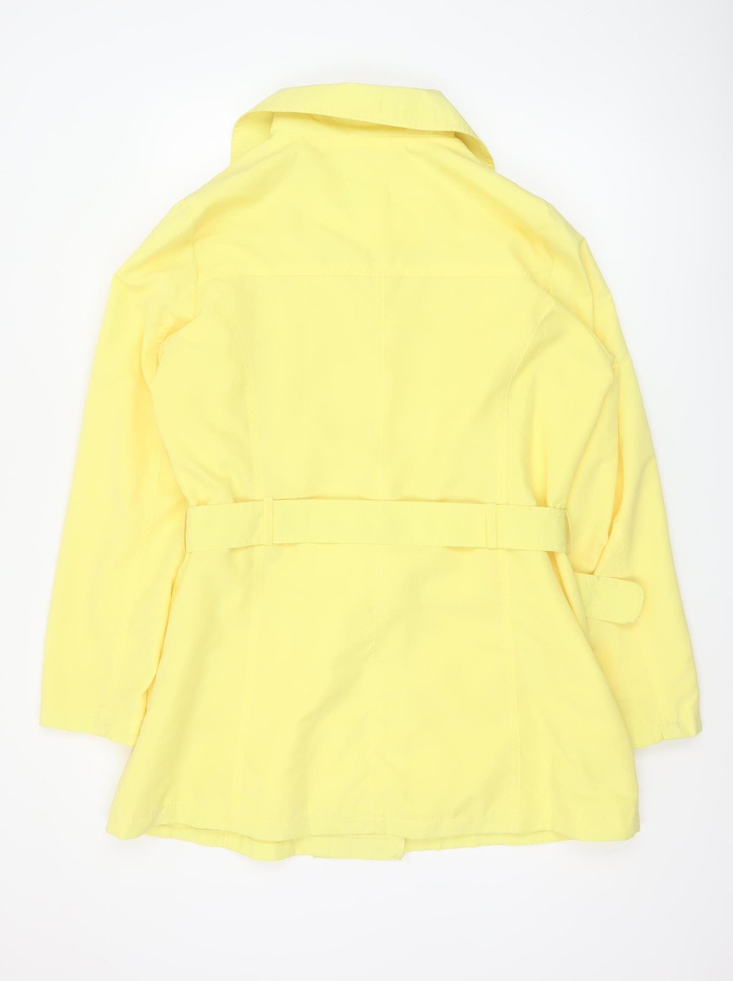 David Barry Women Yellow UK 16 Belted Double-Breasted Trench Coat
