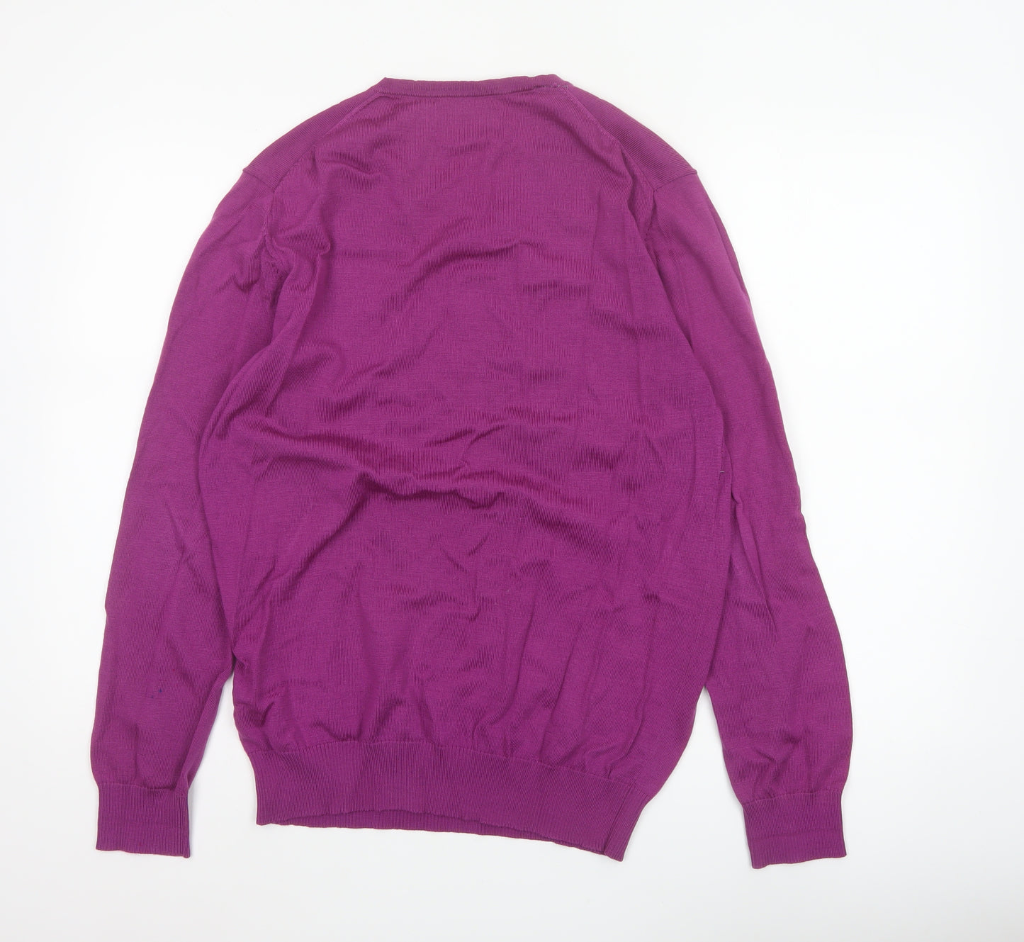 Charles Tyrwhitt Men's Purple M Merino Wool V-Neck Pullover Jumper