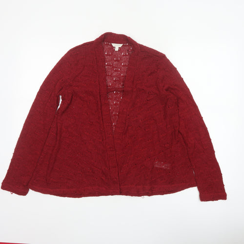 Monsoon Women Red S Open-Knit Long Sleeve Cardigan