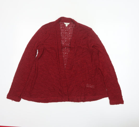 Monsoon Women Red S Open-Knit Long Sleeve Cardigan