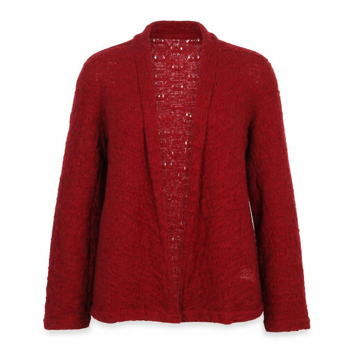Monsoon Women Red S Open-Knit Long Sleeve Cardigan