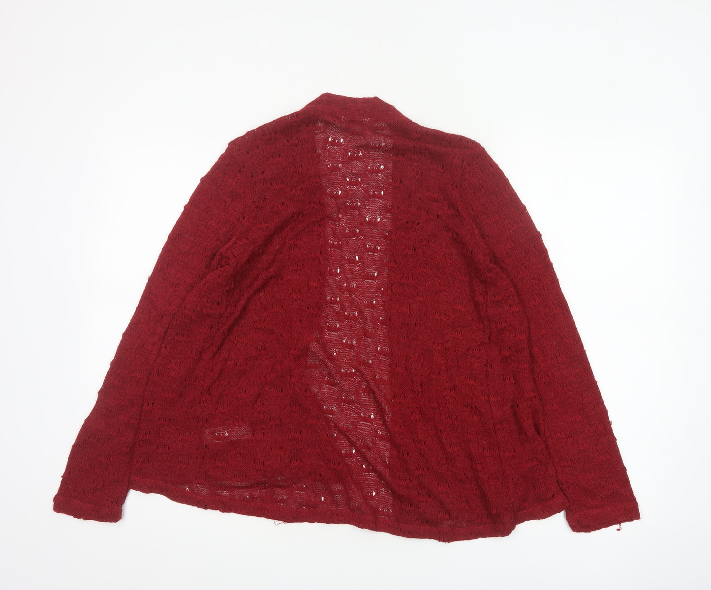 Monsoon Women Red S Open-Knit Long Sleeve Cardigan