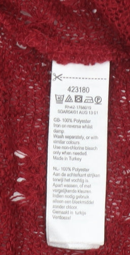 Monsoon Women Red S Open-Knit Long Sleeve Cardigan