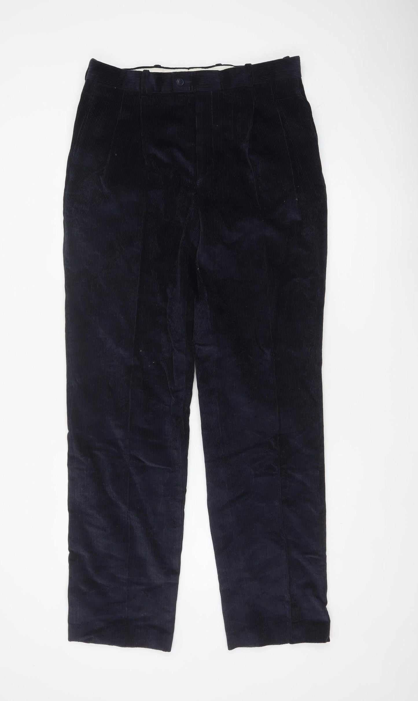 Best Men’s Navy Blue 35in Corduroy Straight Trousers Cotton Blend
