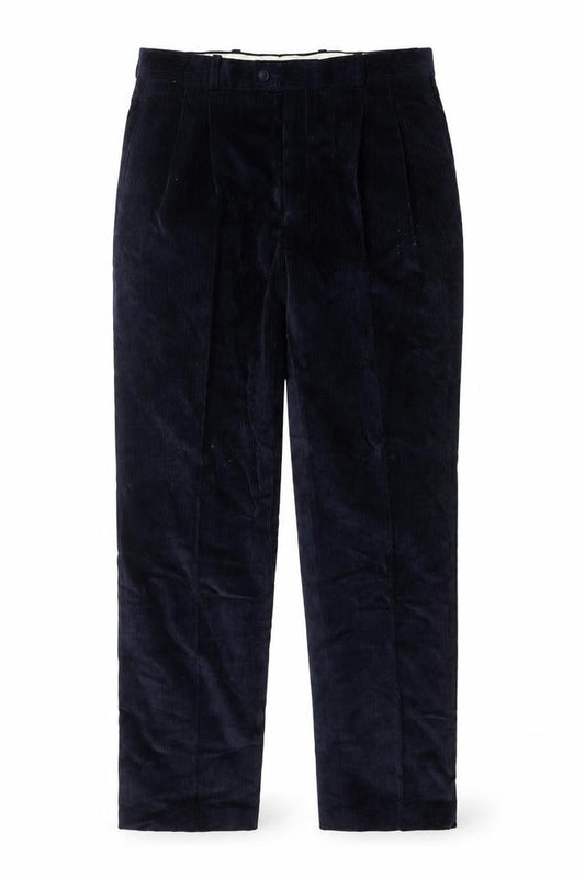 Best Men’s Navy Blue 35in Corduroy Straight Trousers Cotton Blend