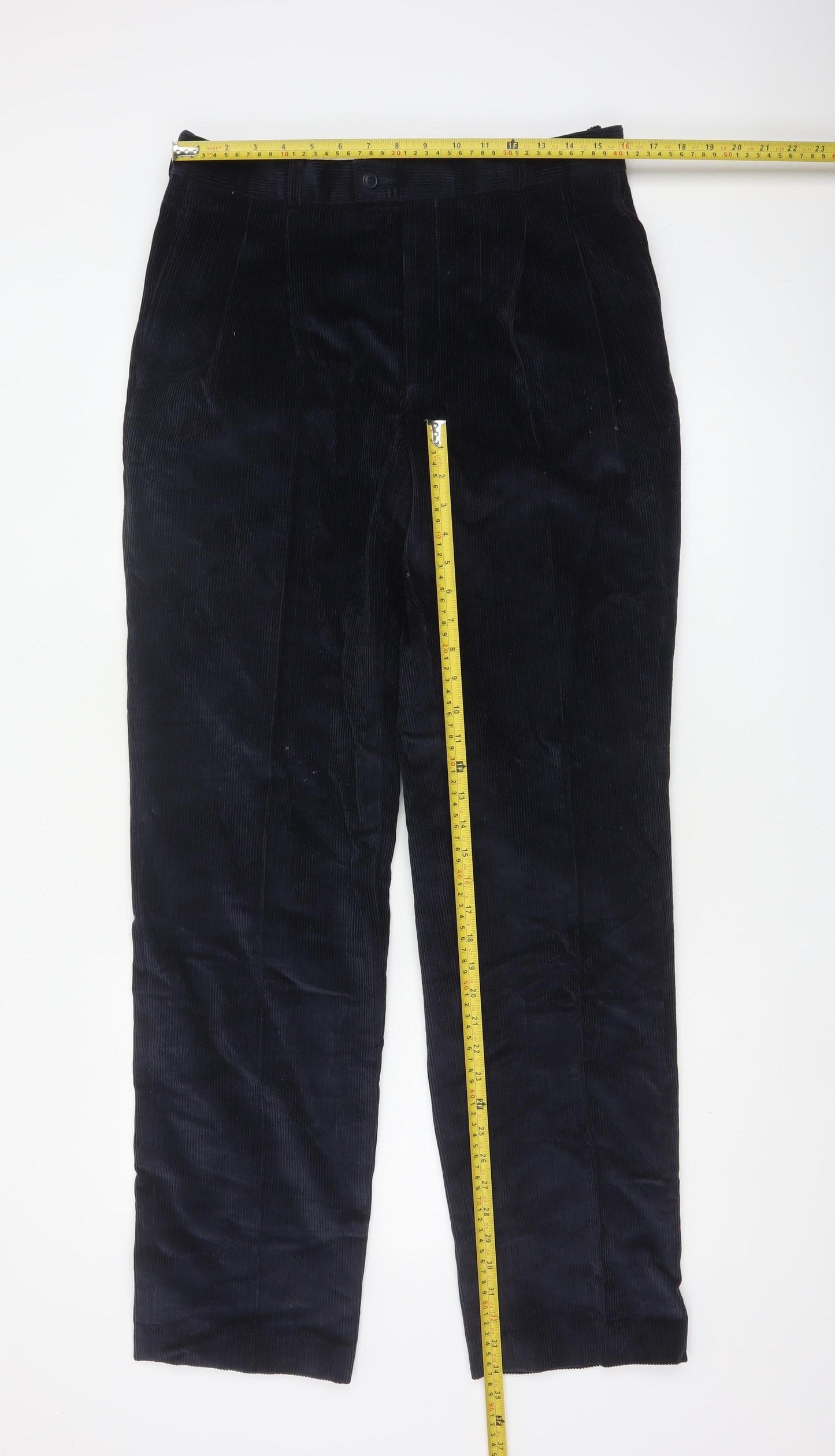 Best Men’s Navy Blue 35in Corduroy Straight Trousers Cotton Blend