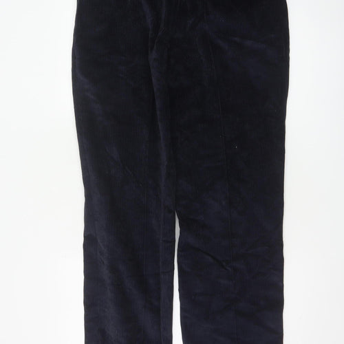 Best Men’s Navy Blue 35in Corduroy Straight Trousers Cotton Blend