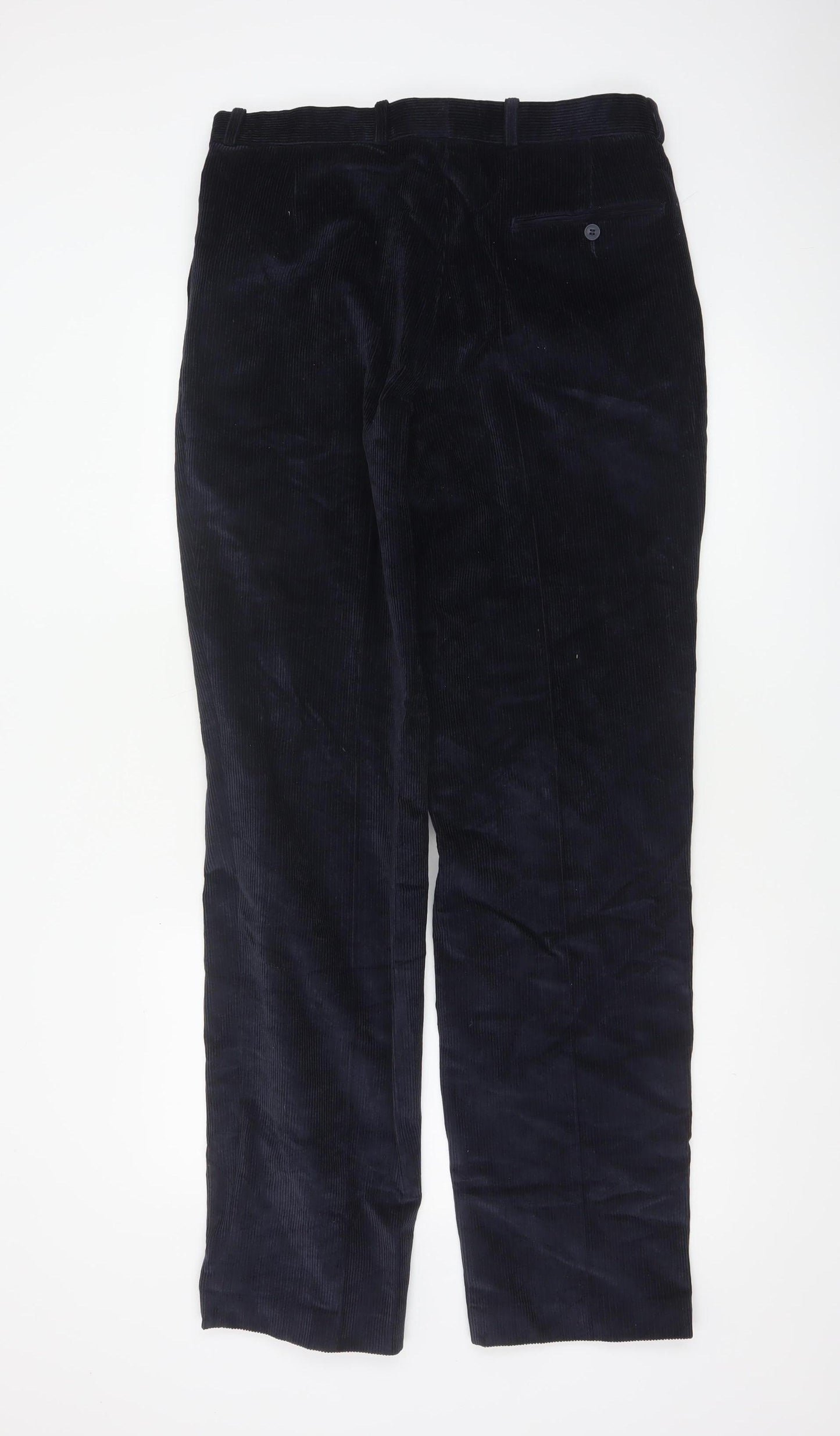 Best Men’s Navy Blue 35in Corduroy Straight Trousers Cotton Blend