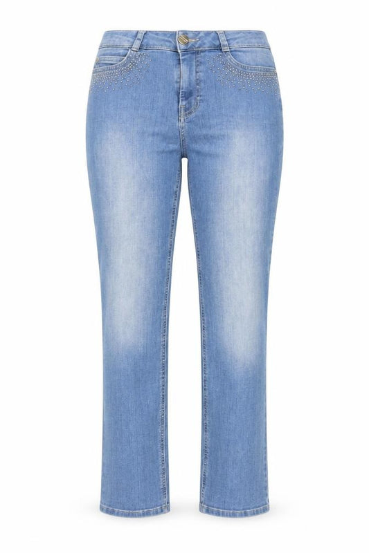 Marks & Spencer Women Blue UK 10 Straight Studded Stretch Jeans