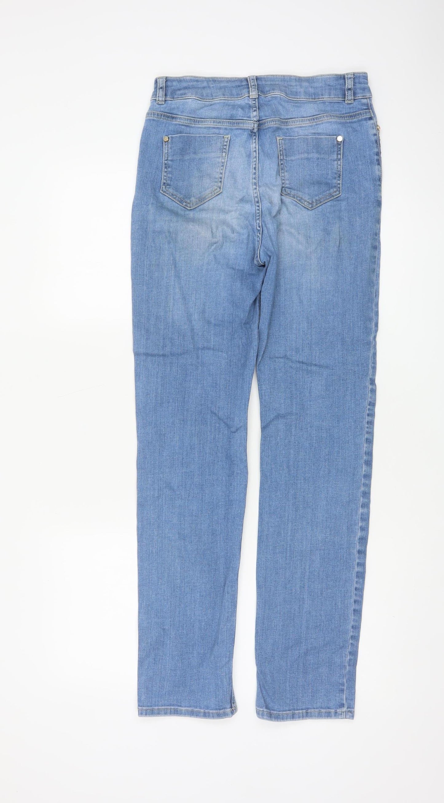 Marks & Spencer Women Blue UK 10 Straight Studded Stretch Jeans