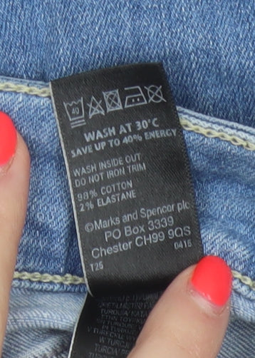 Marks & Spencer Women Blue UK 10 Straight Studded Stretch Jeans