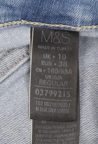 Marks & Spencer Women Blue UK 10 Straight Studded Stretch Jeans