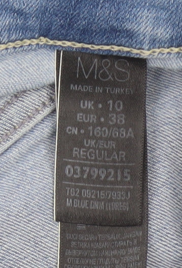 Marks & Spencer Women Blue UK 10 Straight Studded Stretch Jeans