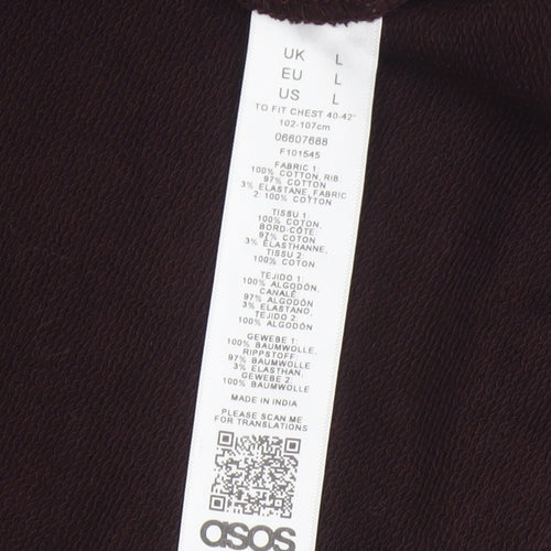 ASOS Men Brown L Pullover Crew Neck Cotton Sweatshirt