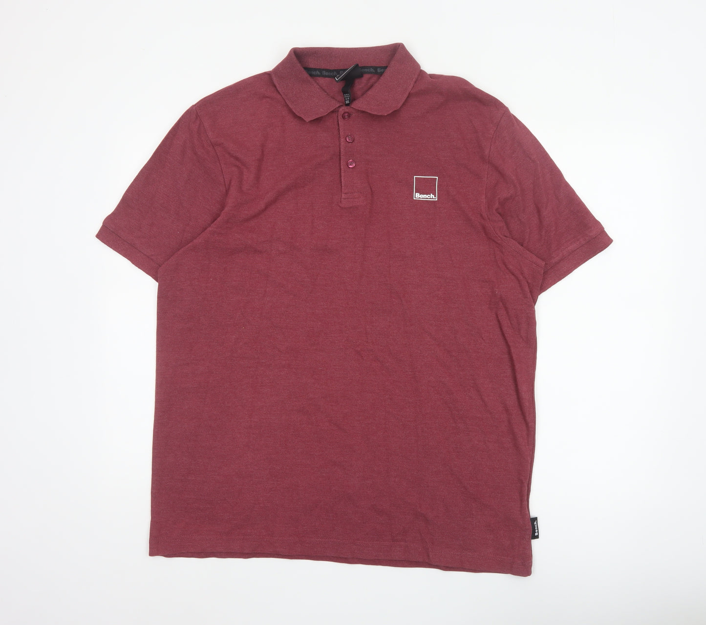 Bench Men's Red 2XL Logo Short Sleeve Cotton Blend Polo Shirt