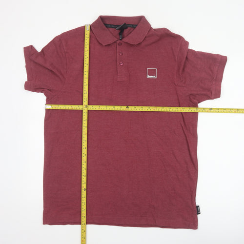 Bench Men's Red 2XL Logo Short Sleeve Cotton Blend Polo Shirt