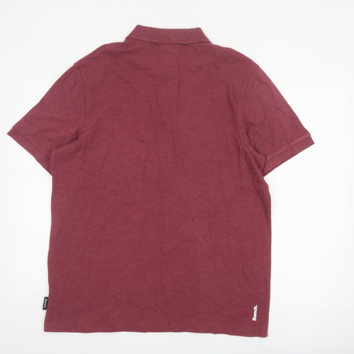 Bench Men's Red 2XL Logo Short Sleeve Cotton Blend Polo Shirt