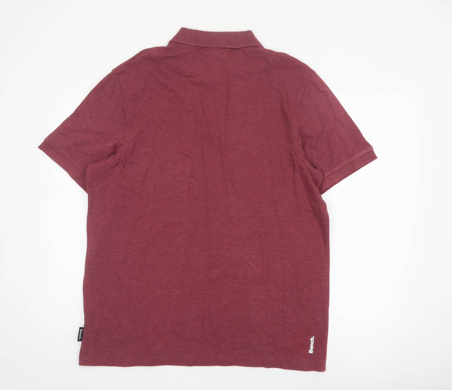 Bench Men's Red 2XL Logo Short Sleeve Cotton Blend Polo Shirt