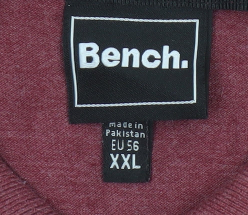 Bench Men's Red 2XL Logo Short Sleeve Cotton Blend Polo Shirt