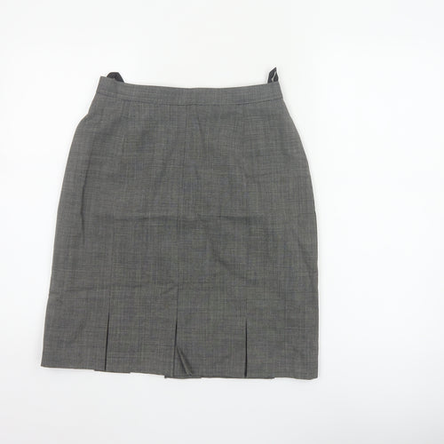 St Michael Women Black Wool Pencil Skirt UK 12 Knee Length Vintage