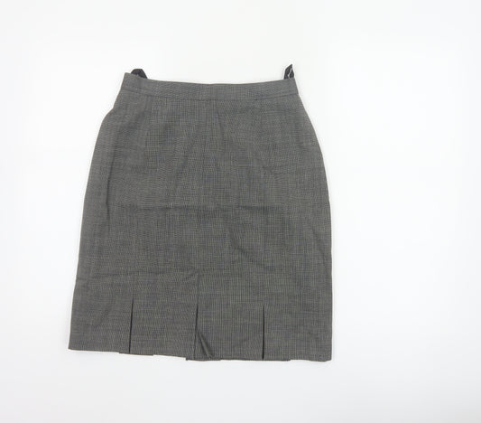 St Michael Women Black Wool Pencil Skirt UK 12 Knee Length Vintage
