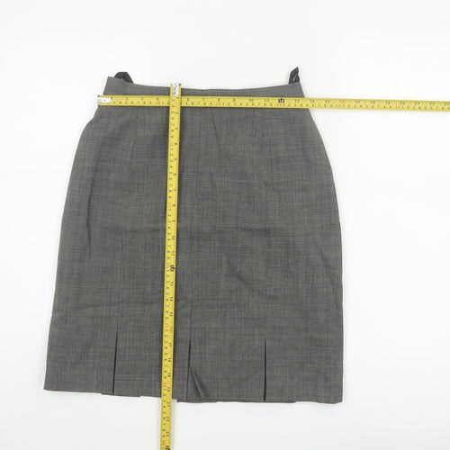 St Michael Women Black Wool Pencil Skirt UK 12 Knee Length Vintage