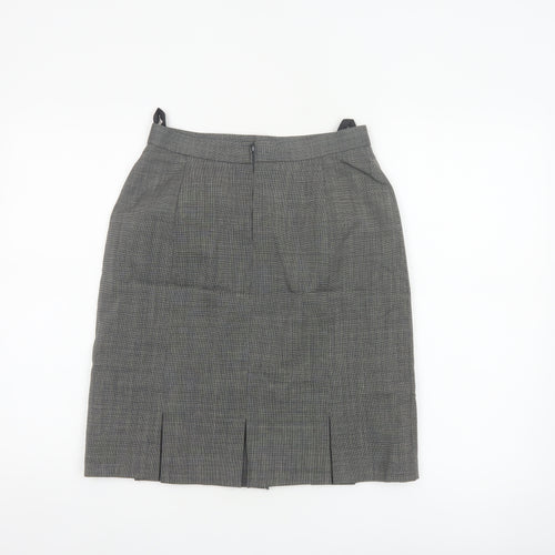 St Michael Women Black Wool Pencil Skirt UK 12 Knee Length Vintage