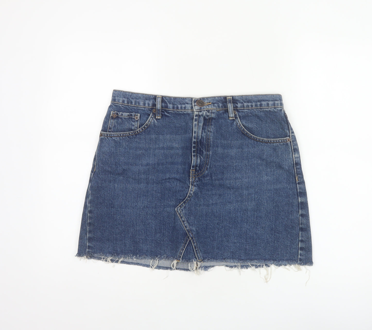 BDG Urban Outfitters Women’s Blue L Mini Denim Raw Hem Skirt