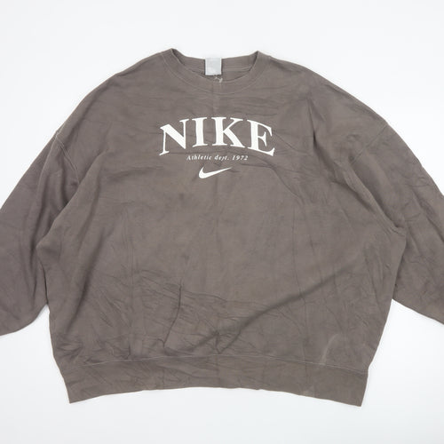 Nike Men’s Brown M Pullover Crew Neck Fleece Sweatshirt Athletic 1972