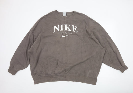 Nike Men’s Brown M Pullover Crew Neck Fleece Sweatshirt Athletic 1972