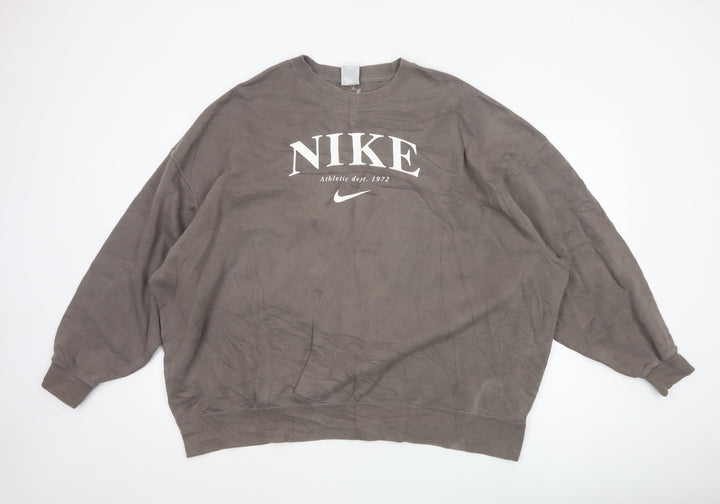 Nike Men’s Brown M Pullover Crew Neck Fleece Sweatshirt Athletic 1972