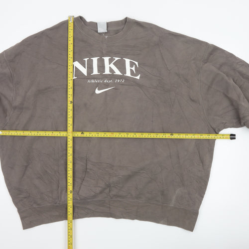 Nike Men’s Brown M Pullover Crew Neck Fleece Sweatshirt Athletic 1972
