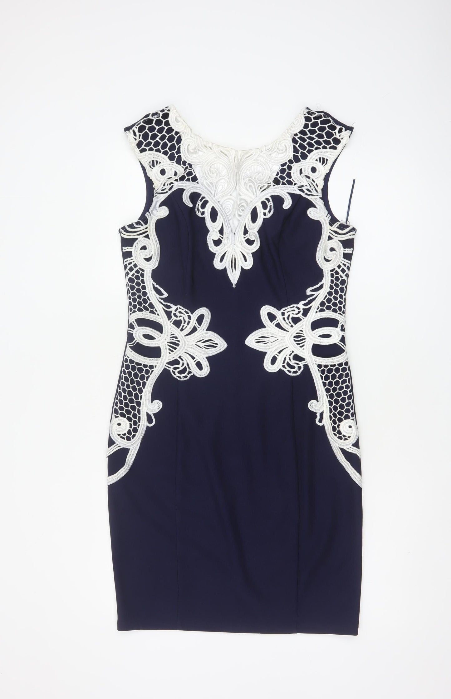 Lipsy London Michelle Keegan Women Blue UK 14 Bodycon Lace Midi Dress