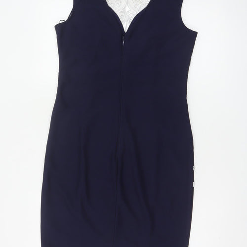 Lipsy London Michelle Keegan Women Blue UK 14 Bodycon Lace Midi Dress