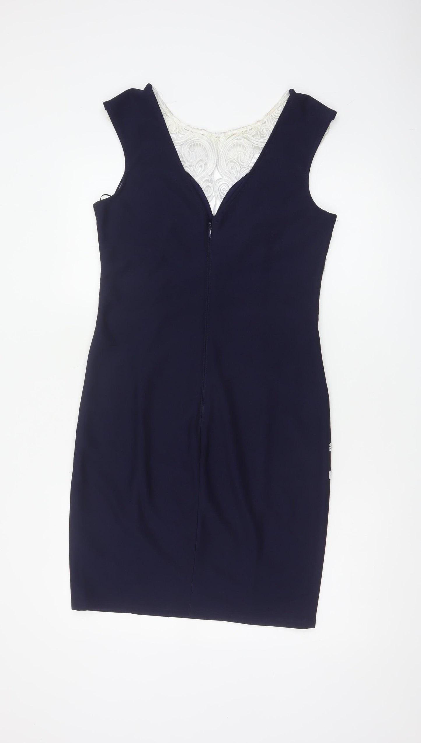 Lipsy London Michelle Keegan Women Blue UK 14 Bodycon Lace Midi Dress