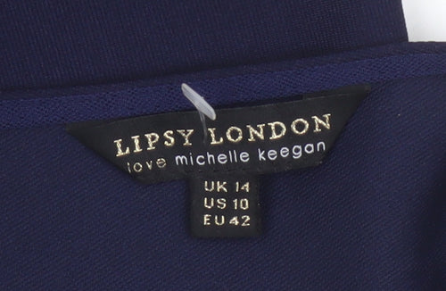 Lipsy London Michelle Keegan Women Blue UK 14 Bodycon Lace Midi Dress