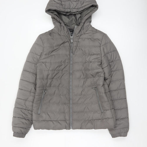 New Look Women’s Grey UK 10 Hooded Quilted Puffer Jacket
